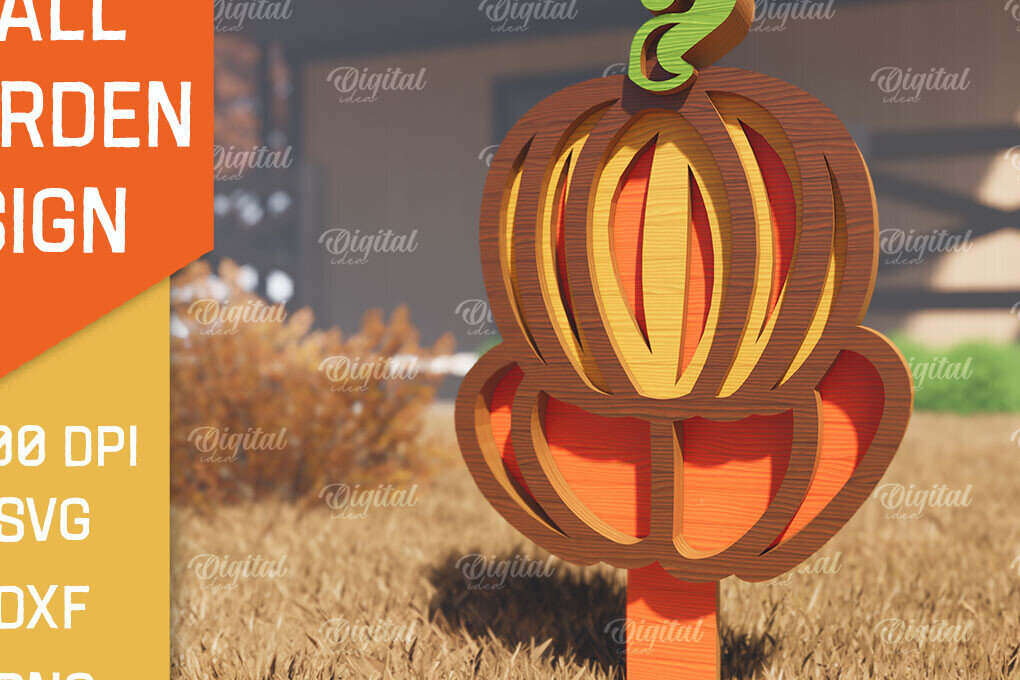 Σετ των 2 Intra απο ξύλο plywood 3mm-4mm πάχος - Fall Garden Stake. Σημάδι πτώσης Δίασταση 30x20 cm INTRAFABR-102604009