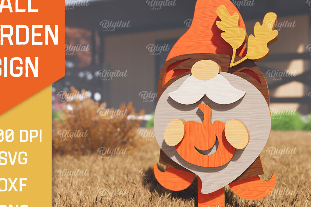 Σετ των 2 Intra απο ξύλο plywood 3mm-4mm πάχος - Fall Garden Stake. Σημάδι πτώσης Δίασταση 30x20 cm INTRAFABR-102603722