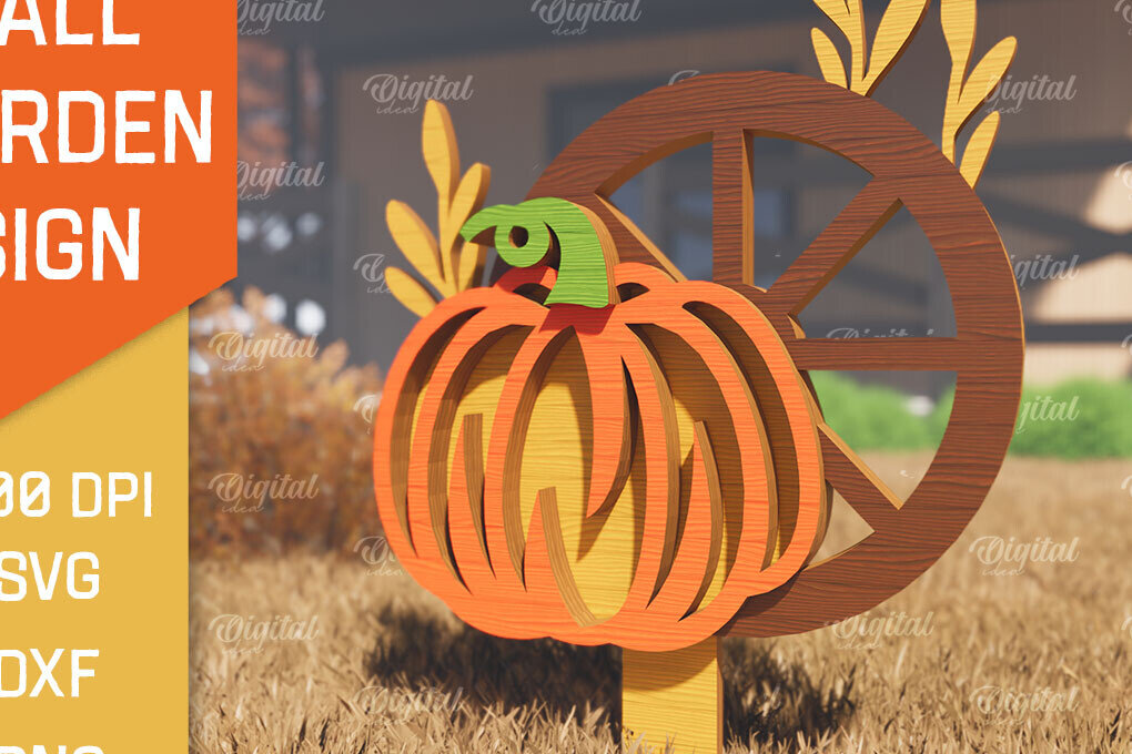 Σετ των 2 Intra απο ξύλο plywood 3mm-4mm πάχος - Fall Garden Stake. Σημάδι πτώσης Δίασταση 30x20 cm INTRAFABR-102603812