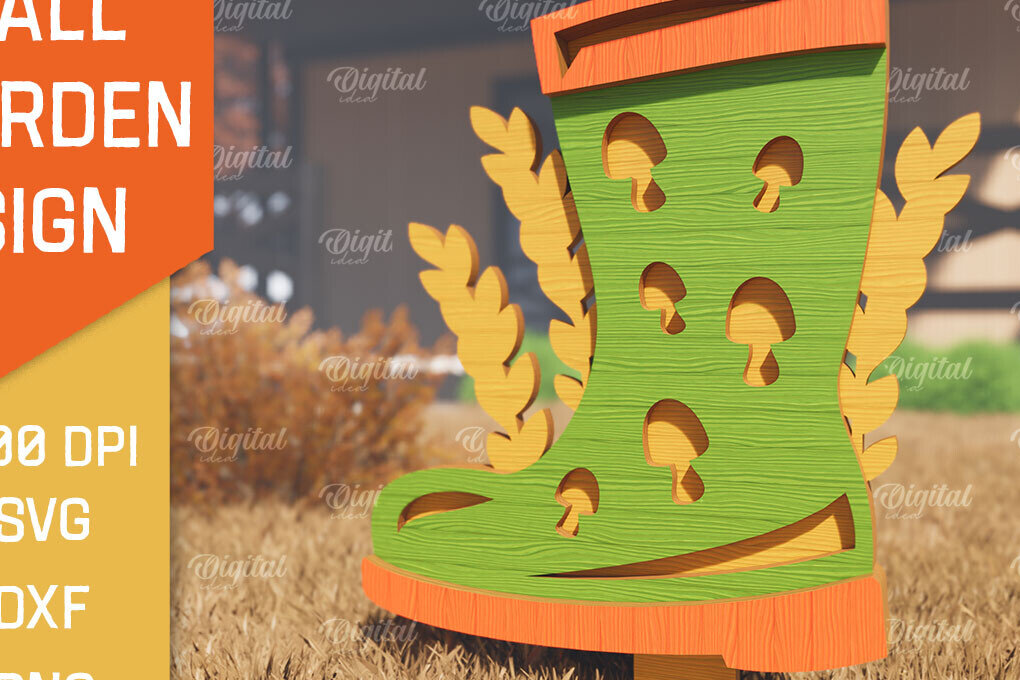 Σετ των 2 Intra απο ξύλο plywood 3mm-4mm πάχος - Fall Garden Stake. Σημάδι πτώσης Δίασταση 30x20 cm INTRAFABR-102603840