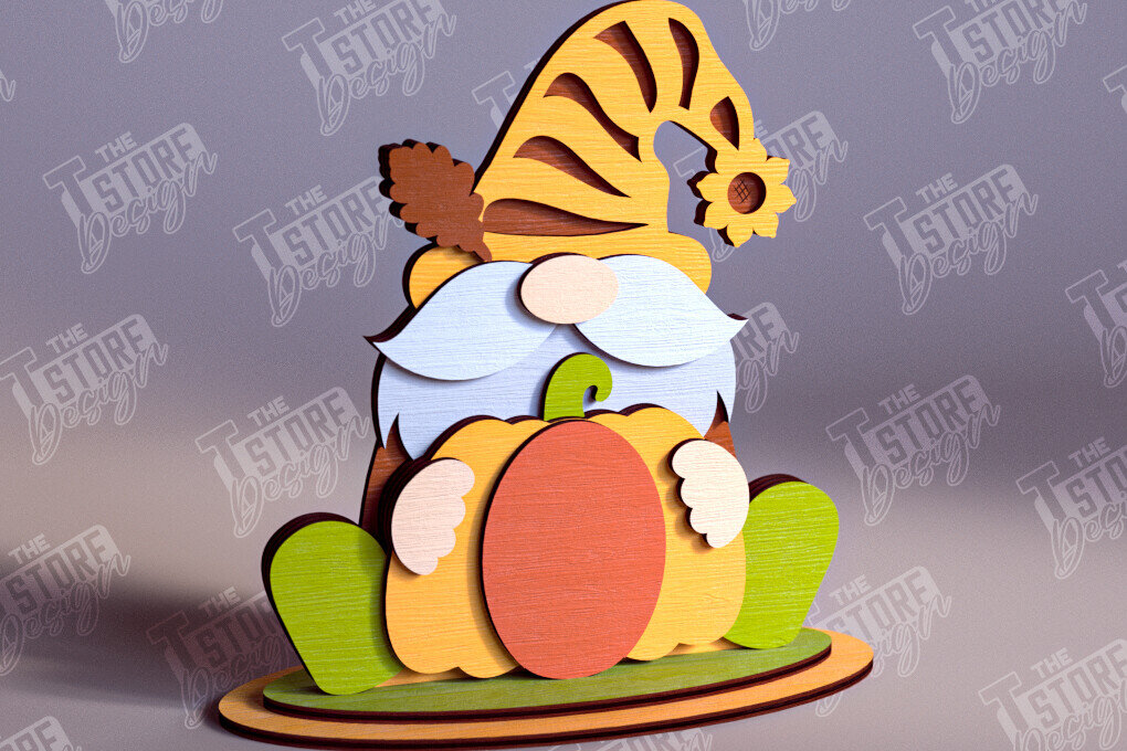 Σετ των 2 Intra απο ξύλο plywood 3mm-4mm πάχος - Fall Gnomes | Φθινοπωρινό σχέδιο |  CNC Δίασταση 15x15 cm INTRAFABR-103932521