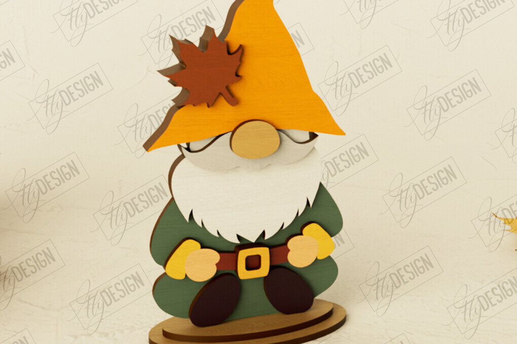 Σετ των 2 Intra απο ξύλο plywood 3mm-4mm πάχος - Fall Gnomes | Ημέρα των Ευχαριστιών | Συγκομιδή Δίασταση 15x15 cm INTRAFABR-105708118