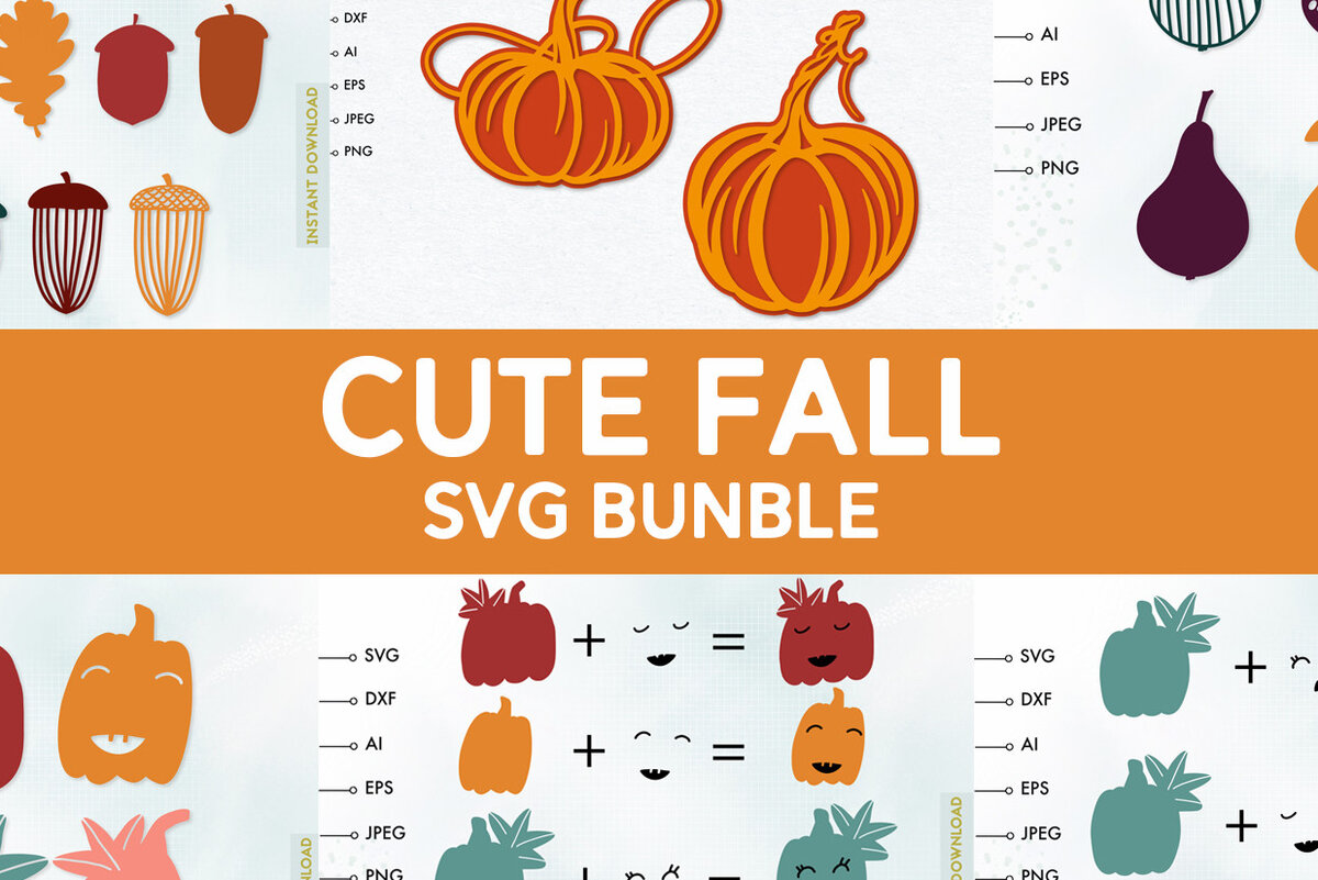 Σετ των 2 Intra απο ξύλο plywood 3mm-4mm πάχος - Fall Leaves  Pumpkin  for Cricut Δίασταση 15x15 cm INTRAFABR-30559277