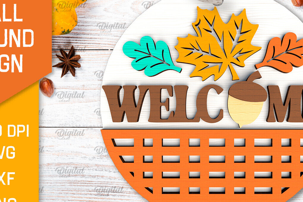 Intra απο ξύλο plywood 3mm-4mm πάχος - Στρογγυλή πινακίδα πτώσης με λέιζερ. Φθινοπωρινό σημάδι Δίασταση 30x20 cm INTRAFABR-103233446