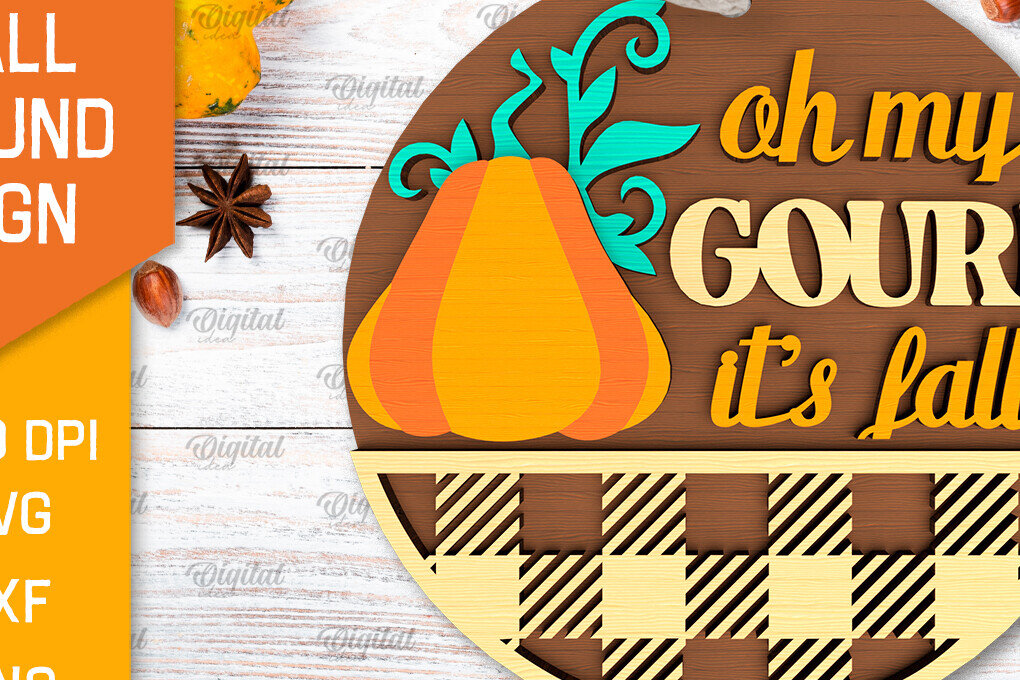 Intra απο ξύλο plywood 3mm-4mm πάχος - Στρογγυλή πινακίδα πτώσης με λέιζερ. Φθινοπωρινό σημάδι Δίασταση 30x20 cm INTRAFABR-103233457