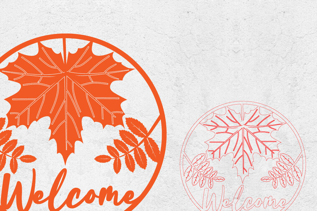 Intra απο ξύλο plywood 3mm-4mm πάχος - Στρογγυλεμένο σημάδι πτώσης | Φθινοπωρινό σημάδι καλωσορίσματος Δίασταση 30x20 cm INTRAFABR-103690436