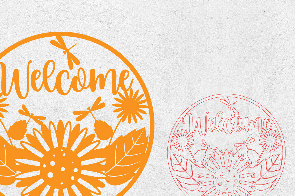 Σετ των 2 Intra απο ξύλο plywood 3mm-4mm πάχος - Στρογγυλεμένο σημάδι πτώσης | Ήλιος λουλούδι σημάδι Δίασταση 20x20 cm INTRAFABR-101659533