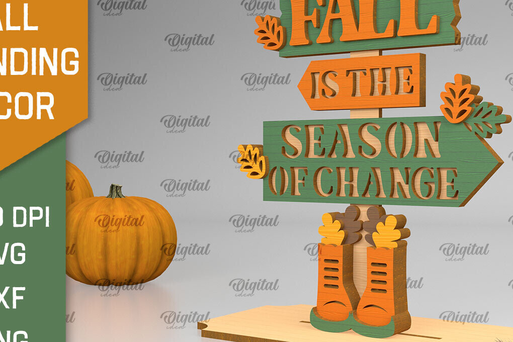 Intra απο ξύλο plywood 3mm-4mm πάχος - Fall Standing Decor LaserCut. Φθινοπωρινό  Δίασταση 30x20 cm INTRAFABR-103469777