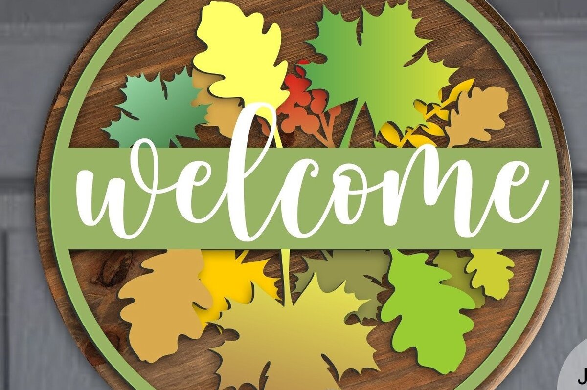 Σετ των 2 Intra απο ξύλο plywood 3mm-4mm πάχος - Πινακίδα καλωσορίσματος  | Φθινοπωρινό σημάδι  Δίασταση 20x20 cm INTRAFABR-33008477