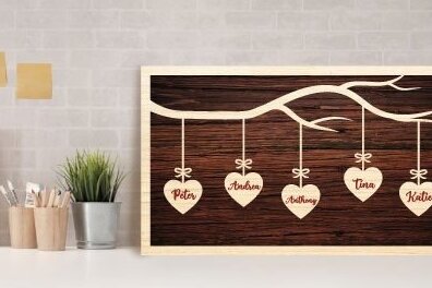 Σετ των 2 Intra απο ξύλο plywood 3mm-4mm πάχος -  πινακίδα πλαισίου Famile Tree Δίασταση 20x25 cm INTRAFABR-31758094