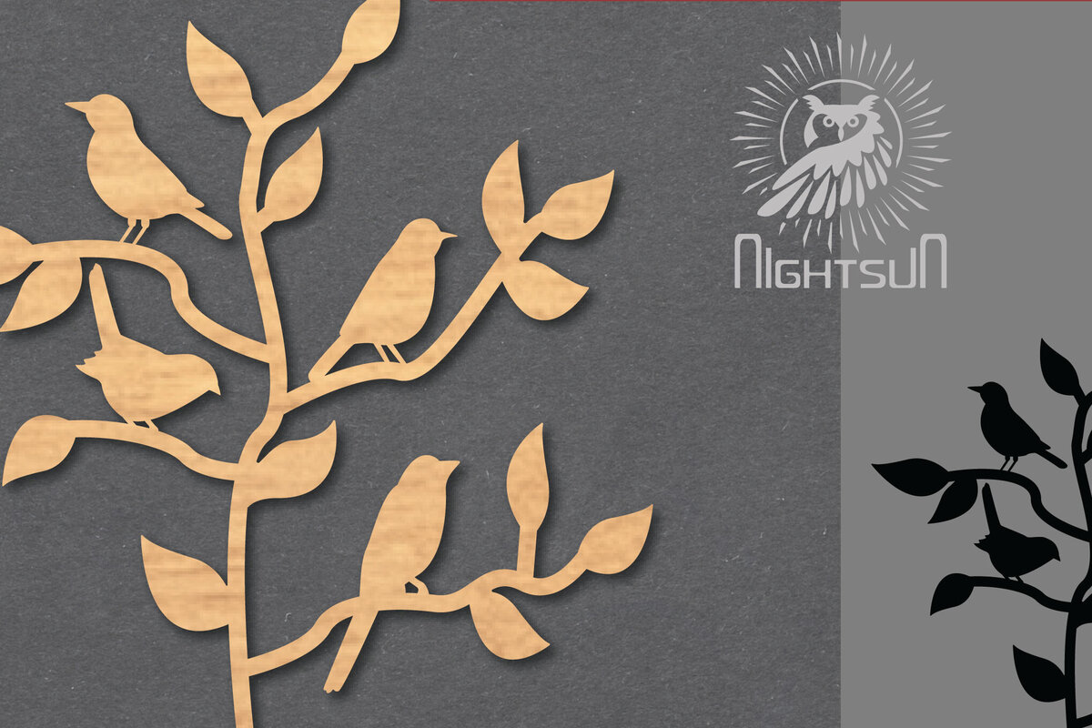 Σετ των 3 Intra απο ξύλο plywood 3mm-4mm πάχος - Διακόσμηση Family Birds Cut Laser 1 Δίασταση 20x20 cm INTRAFABR-119764384