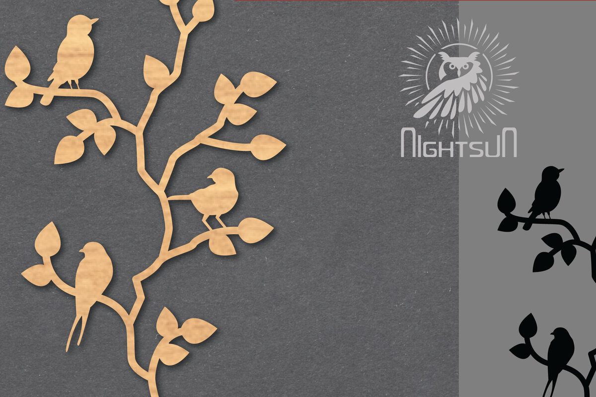 Σετ των 2 Intra απο ξύλο plywood 3mm-4mm πάχος - Διακόσμηση Family Birds Cut Laser 2 Δίασταση 20x20 cm INTRAFABR-119764407