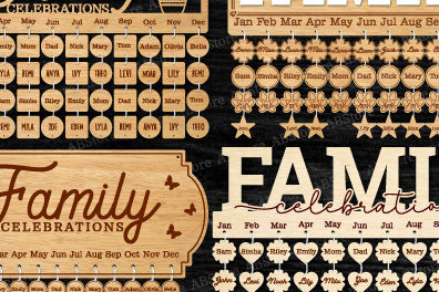 Σετ των 2 Intra απο ξύλο plywood 3mm-4mm πάχος - Πακέτο οικογενειακών εορτασμών Δίασταση 20x20 cm INTRAFABR-100825721