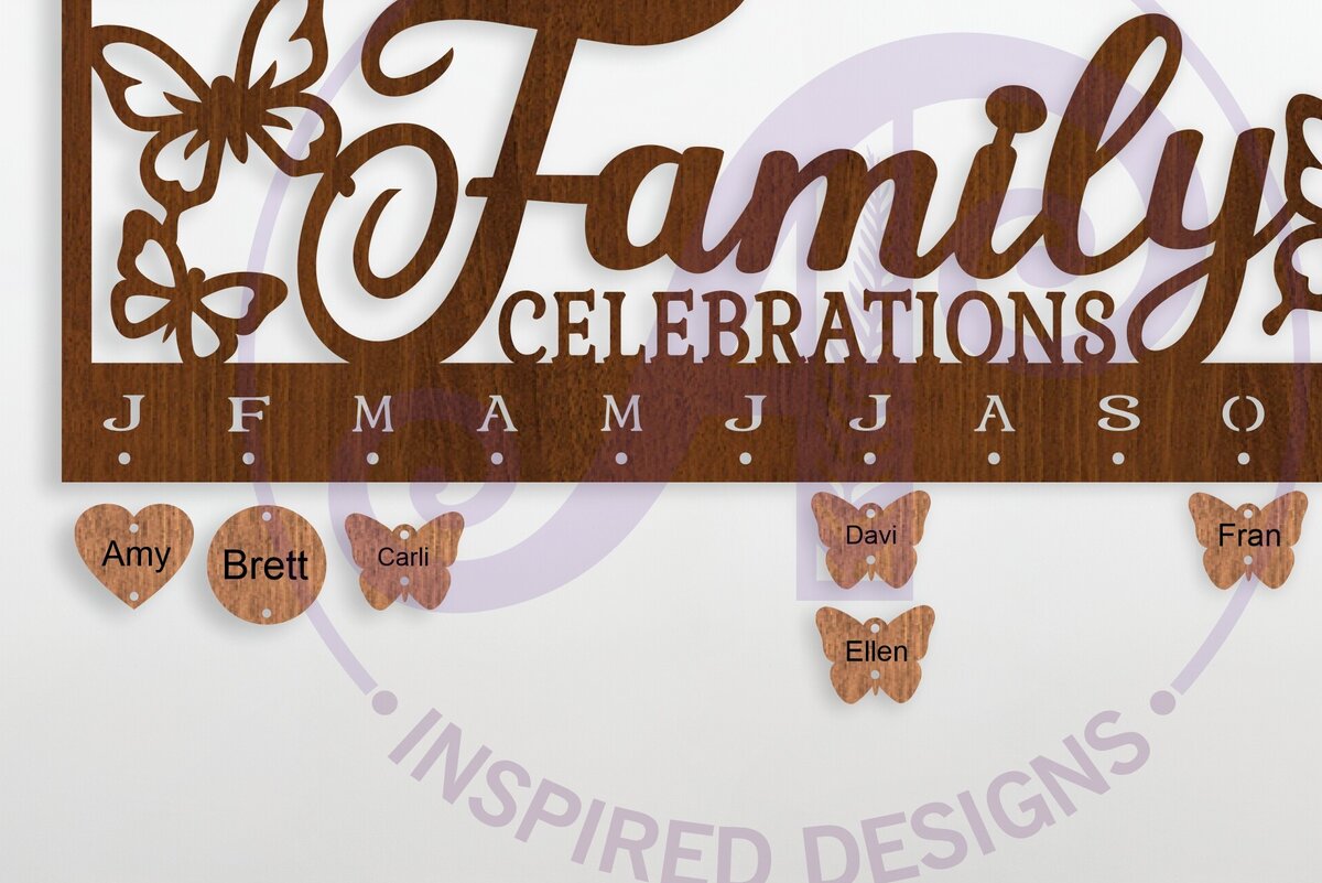 Intra απο ξύλο plywood 3mm-4mm πάχος - Ημερολόγιο οικογενειακών εορτασμών πεταλούδων Δίασταση 40x50 cm INTRAFABR-124949669