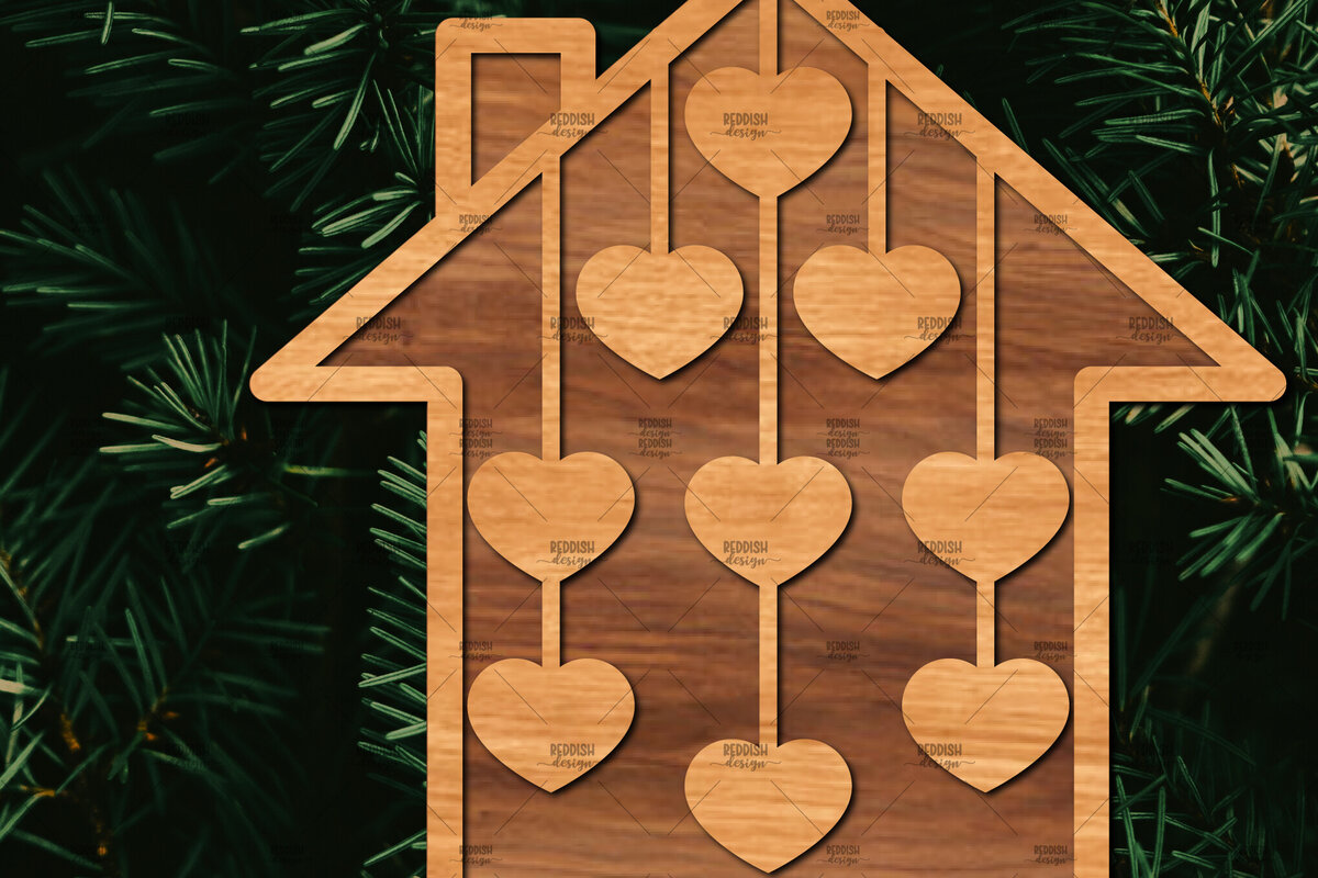 Σετ των 2 Intra απο ξύλο plywood 3mm-4mm πάχος - Οικογενειακή Χριστουγεννιάτικη Διακόσμηση Laser Cut  Δίασταση 20x20 cm INTRAFABR-107178998