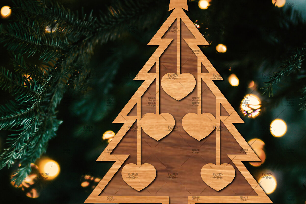 Σετ των 2 Intra απο ξύλο plywood 3mm-4mm πάχος - Οικογενειακή Χριστουγεννιάτικη Διακόσμηση Laser Cut  Δίασταση 20x20 cm INTRAFABR-107179168