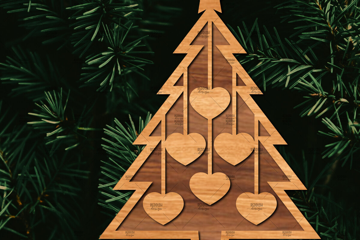 Σετ των 2 Intra απο ξύλο plywood 3mm-4mm πάχος - Οικογενειακή Χριστουγεννιάτικη Διακόσμηση Laser Cut  Δίασταση 20x20 cm INTRAFABR-107179188