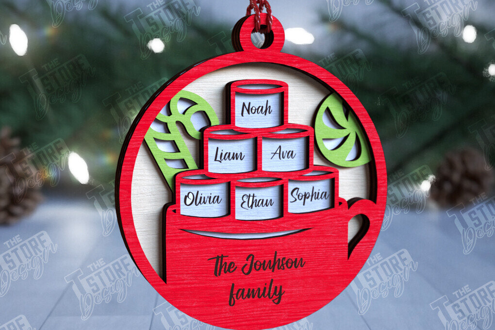 Σετ των 3 Intra απο ξύλο plywood 3mm-4mm πάχος - Οικογενειακό Χριστουγεννιάτικο Στολίδι | Ιδέα δώρου Δίασταση 6x6 cm INTRAFABR-109881227