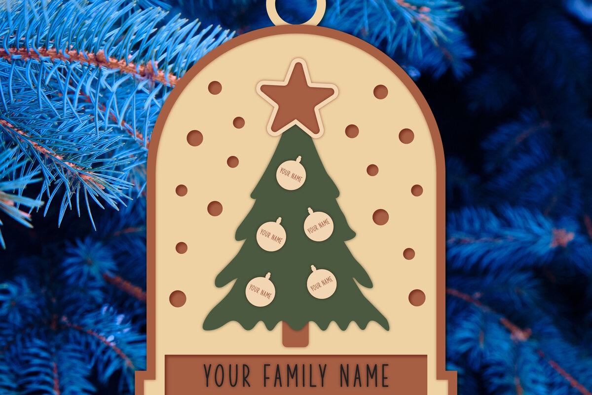 Σετ των 3 Intra απο ξύλο plywood 3mm-4mm πάχος -  Laser Οικογενειακό Χριστουγεννιάτικο Στολίδι  Δίασταση 6x6 cm INTRAFABR-52593020