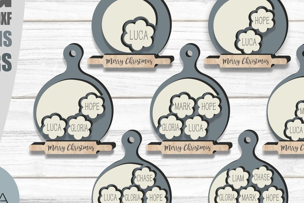 Σετ των 3 Intra απο ξύλο plywood 3mm-4mm πάχος - Family Cookie Στολίδι , Χριστούγεννα Δίασταση 6x6 cm INTRAFABR-80657182