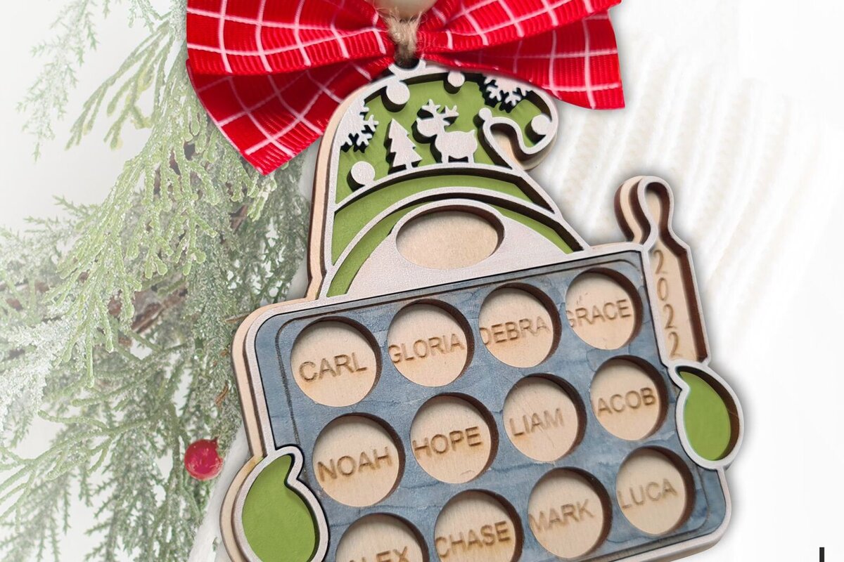 Σετ των 3 Intra απο ξύλο plywood 3mm-4mm πάχος - Οικογενειακά μπισκότα Στολίδι  Laser Cut Δίασταση 6x6 cm INTRAFABR-80925131