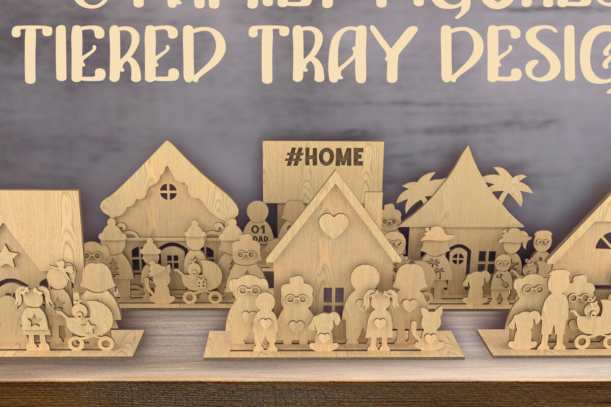 Intra απο ξύλο plywood 3mm-4mm πάχος - Πακέτο κοπής λέιζερ Family Creator Δίασταση 30x20 cm INTRAFABR-82011209