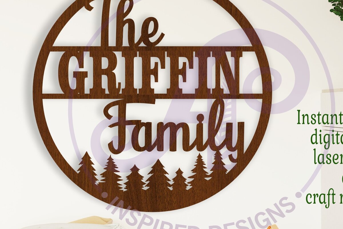 Intra απο ξύλο plywood 3mm-4mm πάχος - Family Forest Sign Suname  Laser Cut Δίασταση 30x20 cm INTRAFABR-111996418