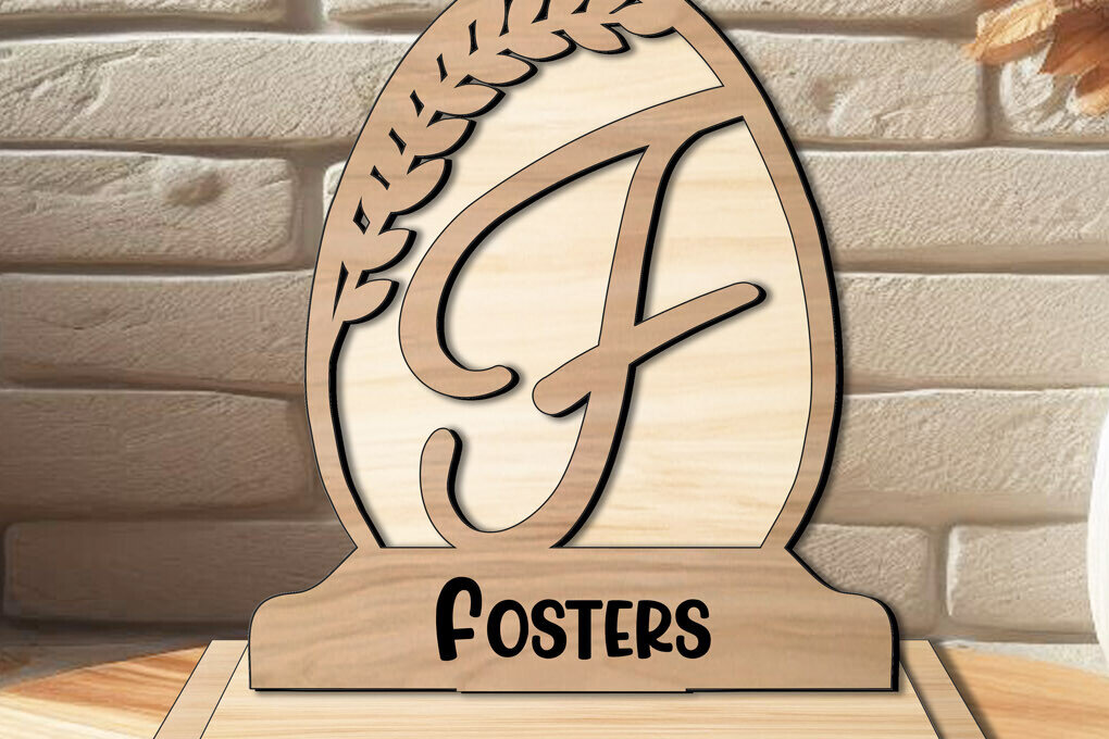 Σετ των 2 Intra απο ξύλο plywood 3mm-4mm πάχος - Οικογενειακό Δώρο Μονόγραμμα Γράμμα F Πασχαλινό  Δίασταση 15x15 cm INTRAFABR-119279850