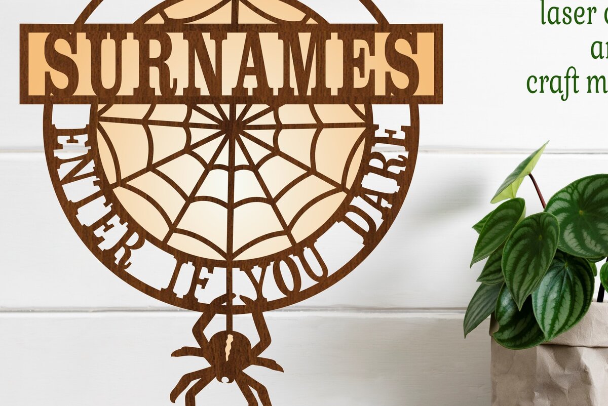 Σετ των 2 Intra απο ξύλο plywood 3mm-4mm πάχος -  κοπής λέιζερ Family Halloween Sign  Δίασταση 15x15 cm INTRAFABR-73327372