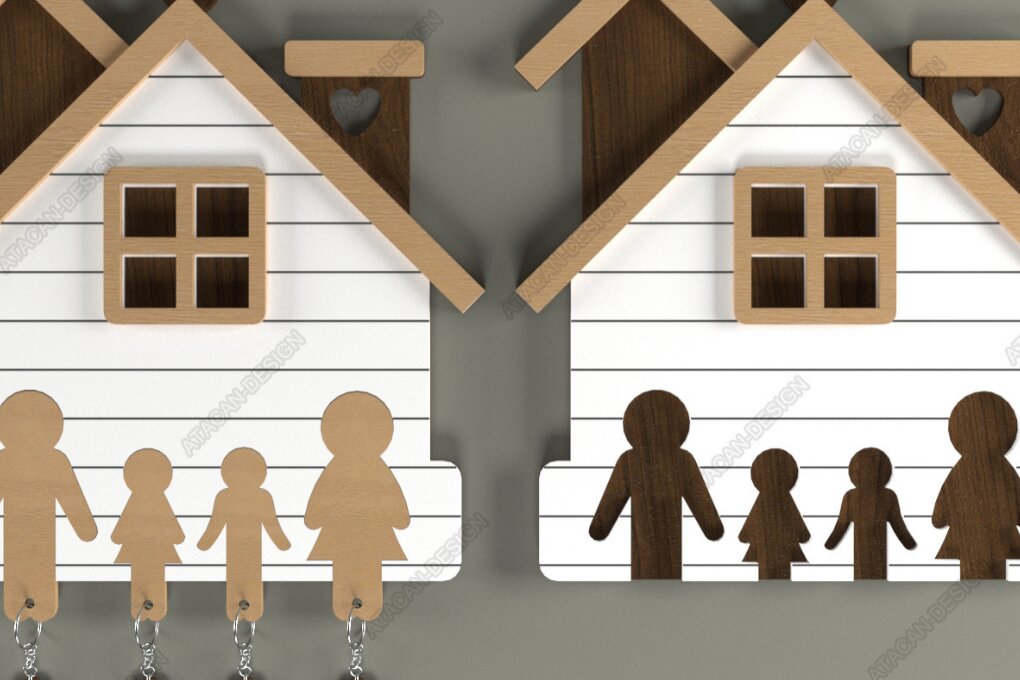 Σετ των 3 Intra απο ξύλο plywood 3mm-4mm πάχος - Κλειδαριά Family House 067 Δίασταση 4x4 cm INTRAFABR-117727940