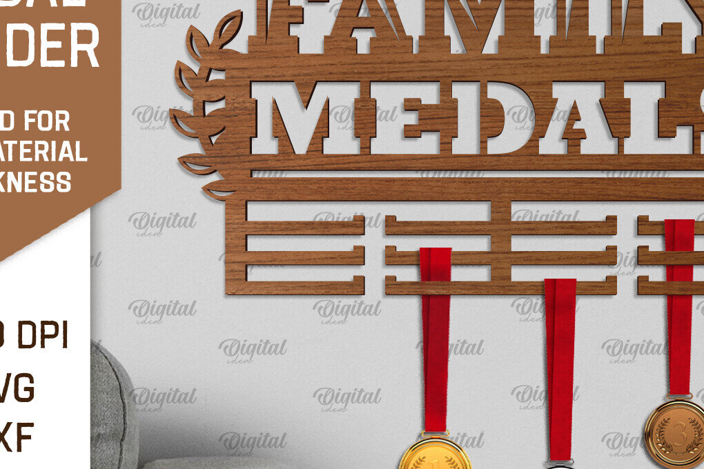 Intra απο ξύλο plywood 3mm-4mm πάχος - Family Medal Display Cut Laser  Δίασταση 30x20 cm INTRAFABR-96565117