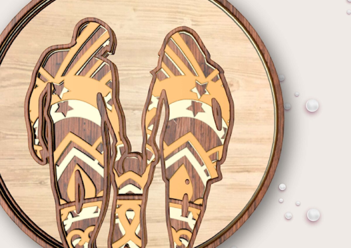 Σετ των 2 Intra απο ξύλο plywood 3mm-4mm πάχος - Family Medalion, 5 Layers, Mandala Δίασταση 30x30 cm INTRAFABR-31279045