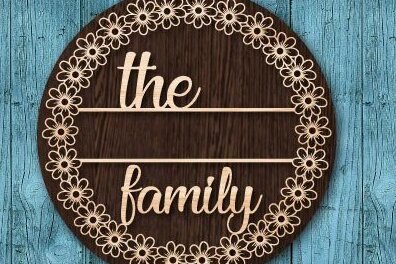 Intra απο ξύλο plywood 3mm-4mm πάχος - Οικογενειακό μονόγραμμα κοπής με λέιζερ Δίασταση 30x20 cm INTRAFABR-31874063