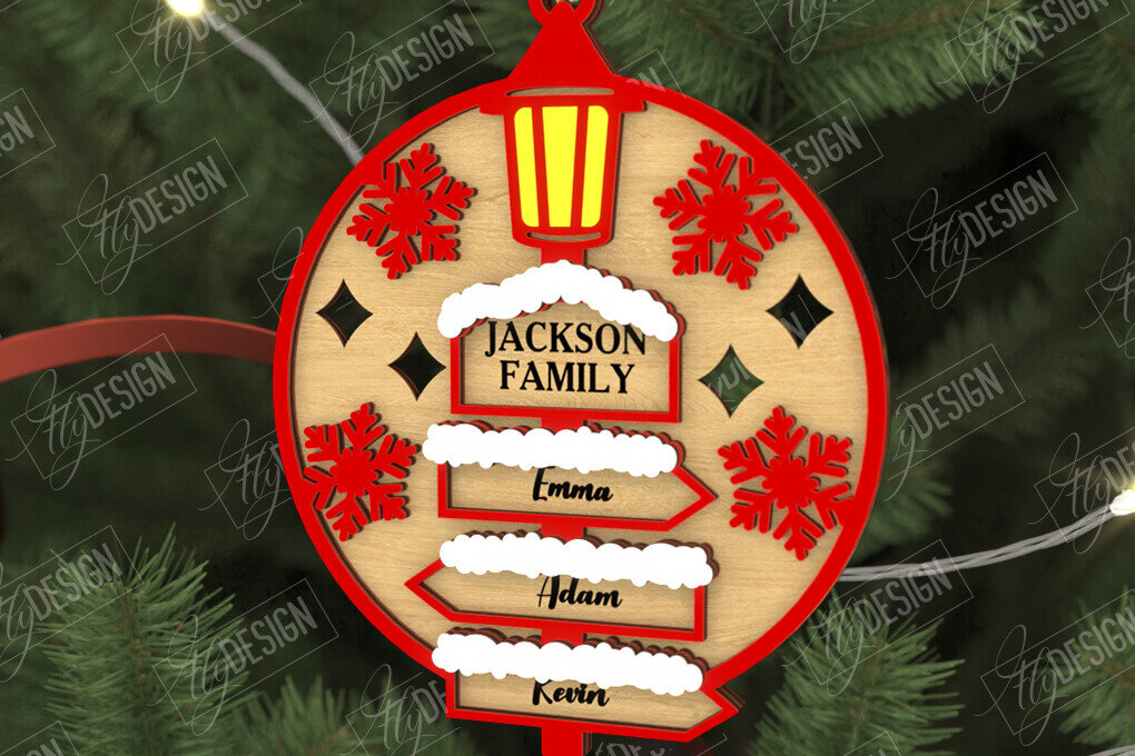 Σετ των 3 Intra απο ξύλο plywood 3mm-4mm πάχος - Οικογενειακό Στολίδι | Παιχνίδι Χριστουγεννιάτικου Δέντρου Δίασταση 6x6 cm INTRAFABR-109034871