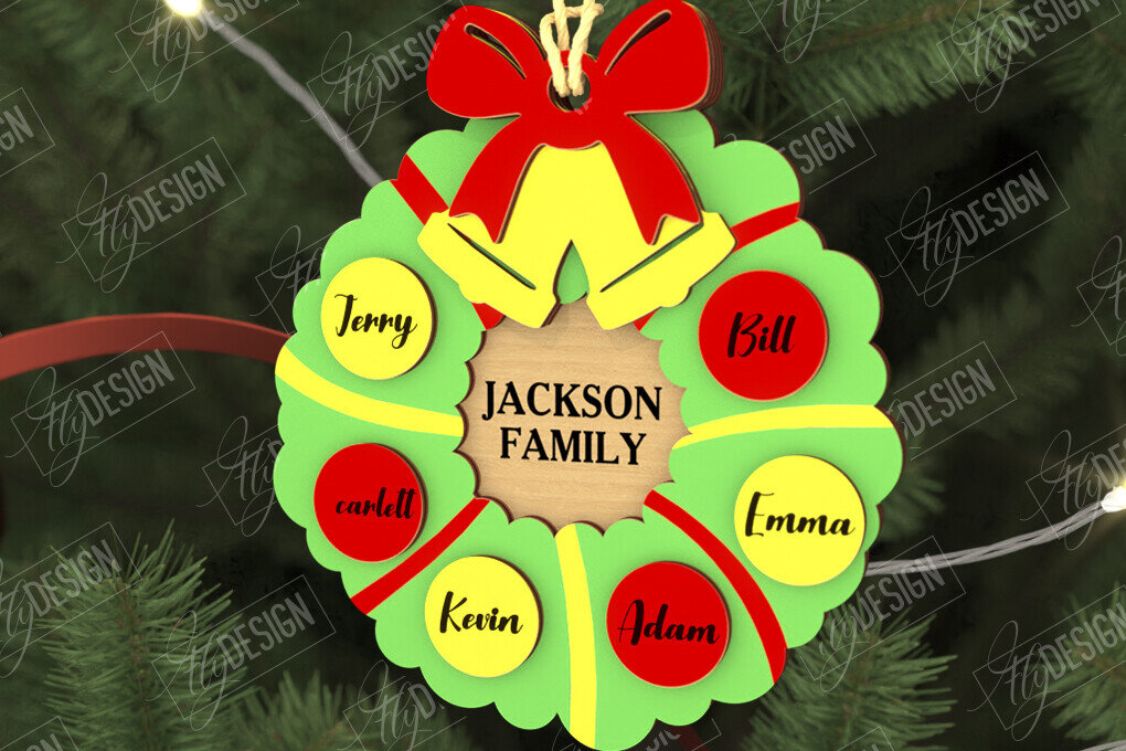 Σετ των 3 Intra απο ξύλο plywood 3mm-4mm πάχος - Οικογενειακό Στολίδι | Παιχνίδι Χριστουγεννιάτικου Δέντρου Δίασταση 6x6 cm INTRAFABR-109034751