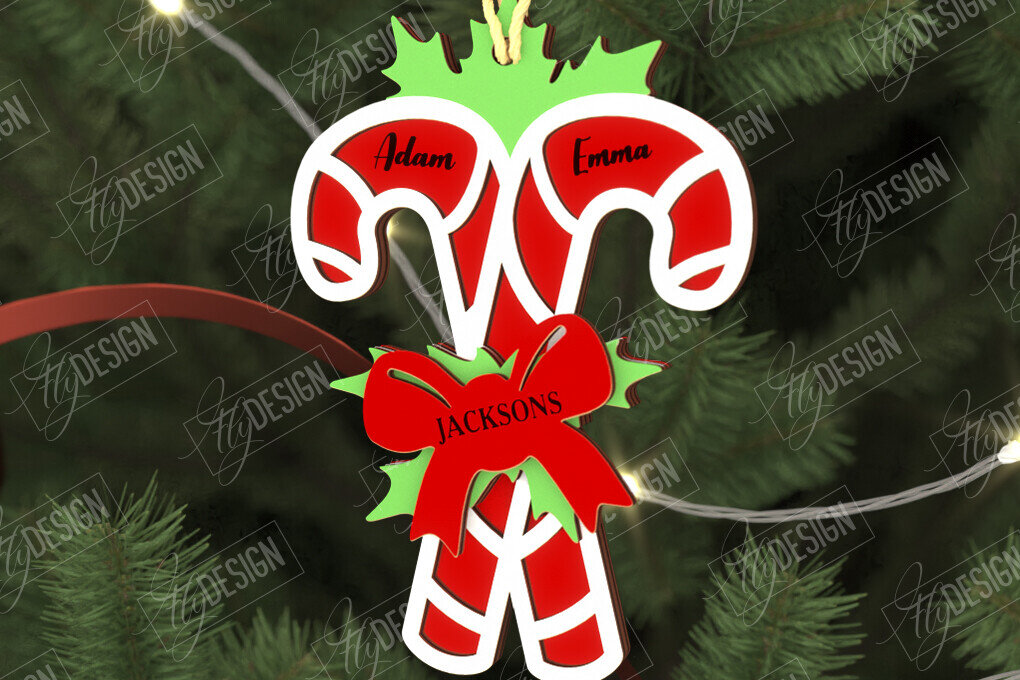 Σετ των 3 Intra απο ξύλο plywood 3mm-4mm πάχος - Οικογενειακό Στολίδι | Παιχνίδι Χριστουγεννιάτικου Δέντρου Δίασταση 6x6 cm INTRAFABR-109034809