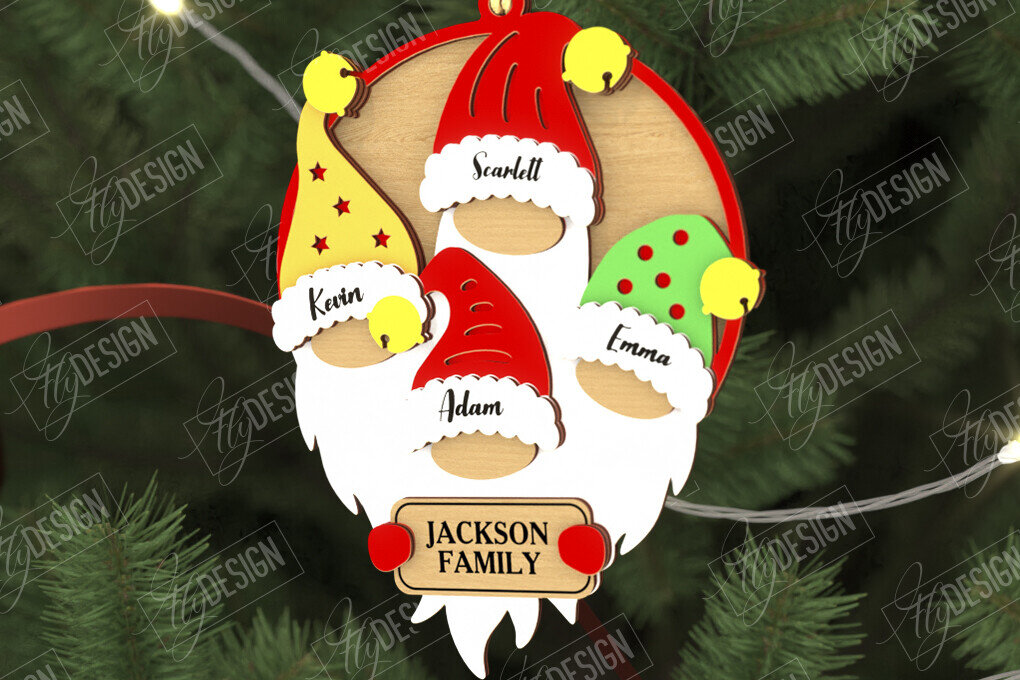 Σετ των 3 Intra απο ξύλο plywood 3mm-4mm πάχος - Οικογενειακό Στολίδι | Παιχνίδι Χριστουγεννιάτικου Δέντρου Δίασταση 6x6 cm INTRAFABR-109034819