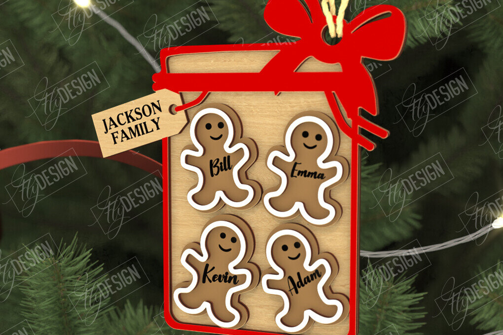 Σετ των 3 Intra απο ξύλο plywood 3mm-4mm πάχος - Οικογενειακό Στολίδι | Παιχνίδι Χριστουγεννιάτικου Δέντρου Δίασταση 6x6 cm INTRAFABR-109034827