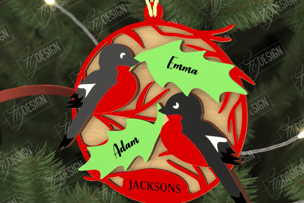 Σετ των 3 Intra απο ξύλο plywood 3mm-4mm πάχος - Οικογενειακό Στολίδι | Παιχνίδι Χριστουγεννιάτικου Δέντρου Δίασταση 6x6 cm INTRAFABR-109034742