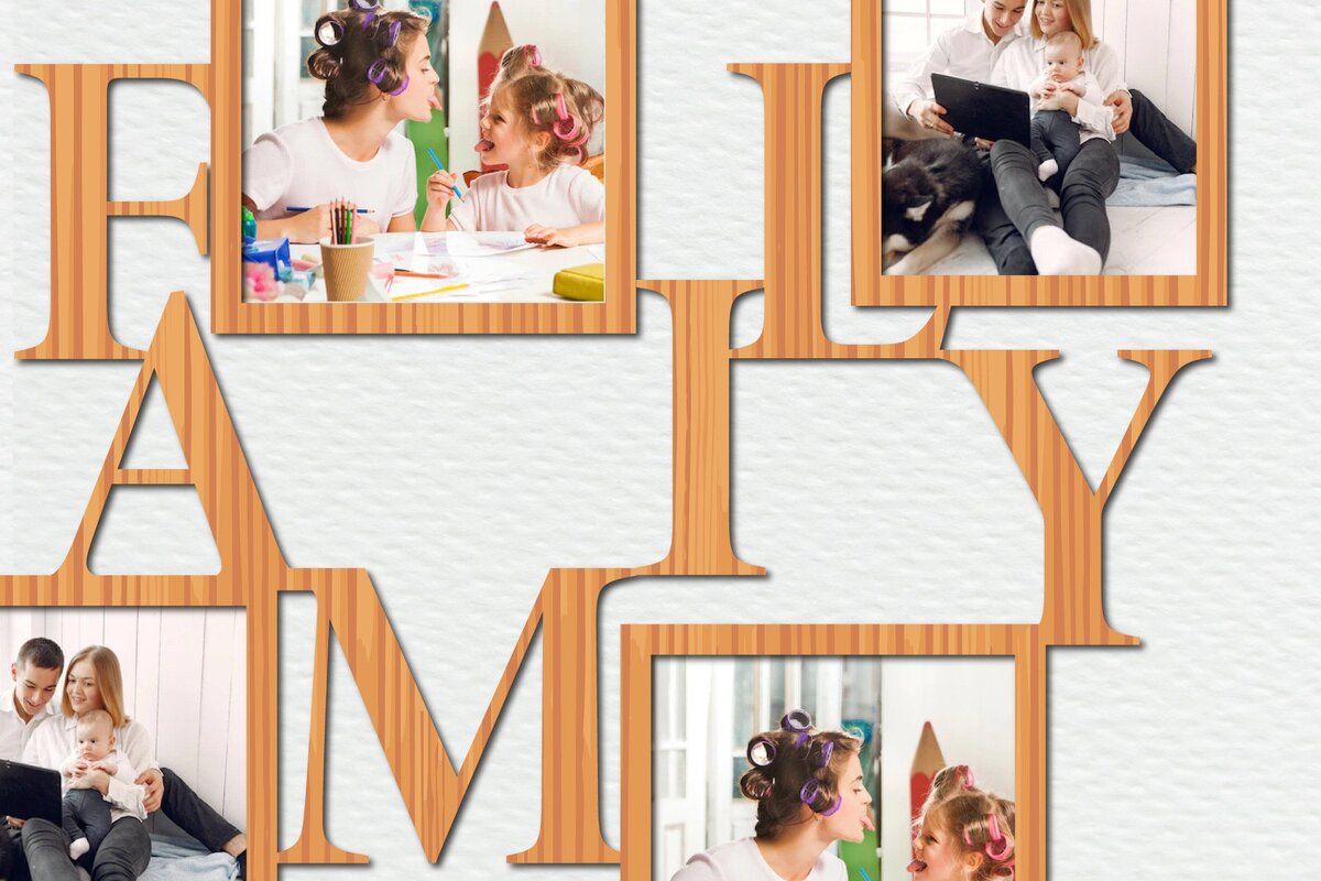 Σετ των 2 Intra απο ξύλο plywood 3mm-4mm πάχος - Οικογενειακή κορνίζα ,   Δίασταση 20x25 cm INTRAFABR-25164003