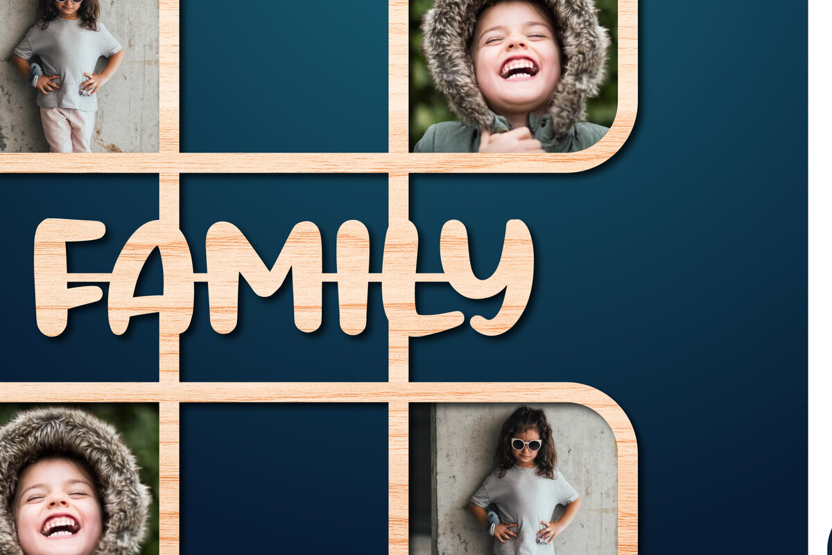 Σετ των 2 Intra απο ξύλο plywood 3mm-4mm πάχος - Οικογενειακή κορνίζα ,   Δίασταση 20x25 cm INTRAFABR-28170869