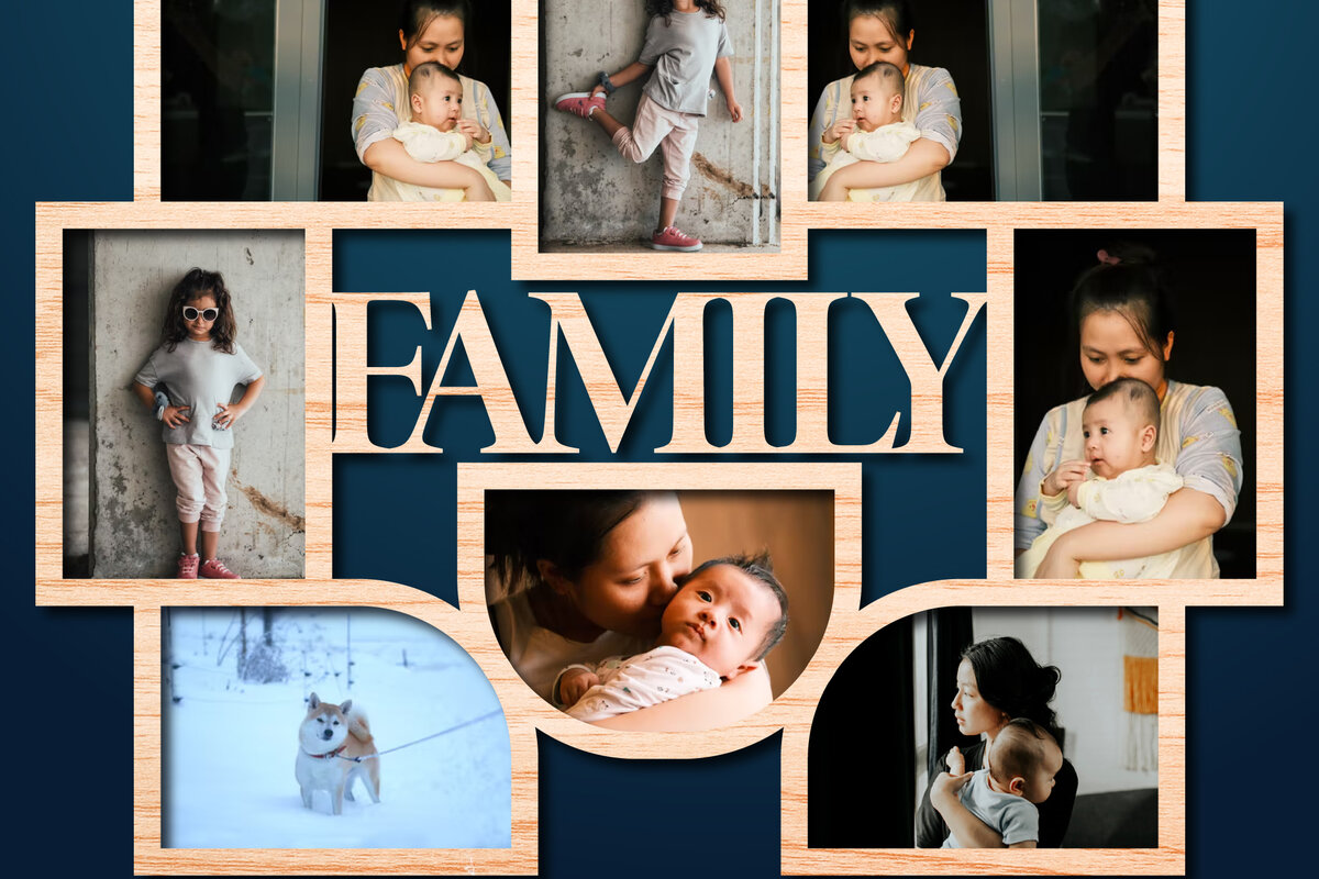 Σετ των 2 Intra απο ξύλο plywood 3mm-4mm πάχος - Οικογενειακή κορνίζα ,   Δίασταση 20x25 cm INTRAFABR-25162442