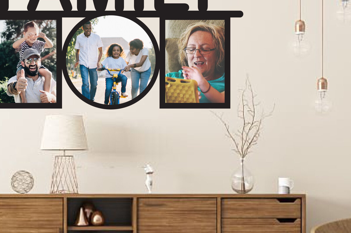 Σετ των 2 Intra απο ξύλο plywood 3mm-4mm πάχος - Οικογενειακή κορνίζα με σετ 3 φωτογραφιών Δίασταση 20x25 cm INTRAFABR-28229602