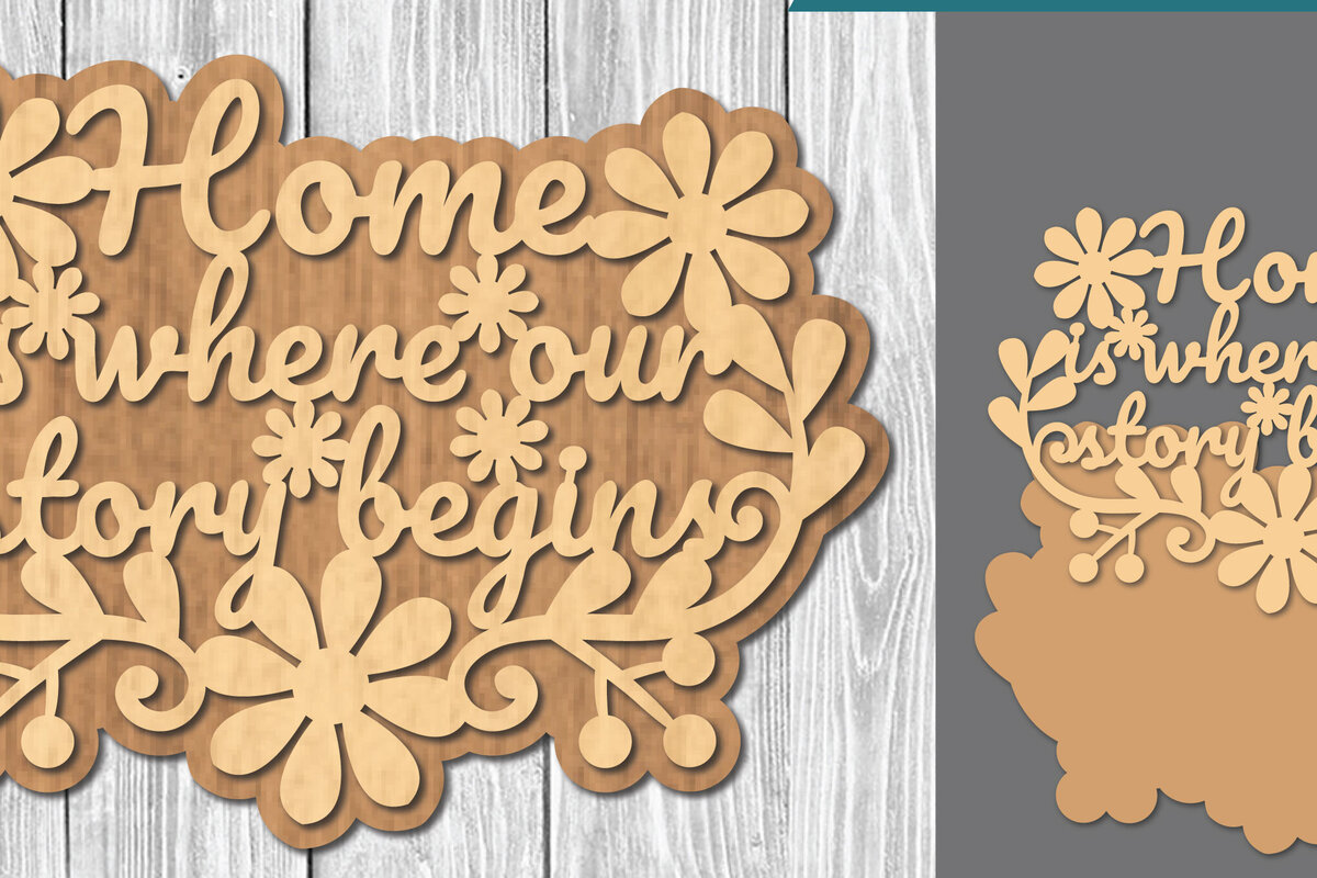 Σετ των 2 Intra απο ξύλο plywood 3mm-4mm πάχος - Οικογενειακά αποσπάσματα Σήμα κοπής λέιζερ  5 Δίασταση 20x20 cm INTRAFABR-106686441