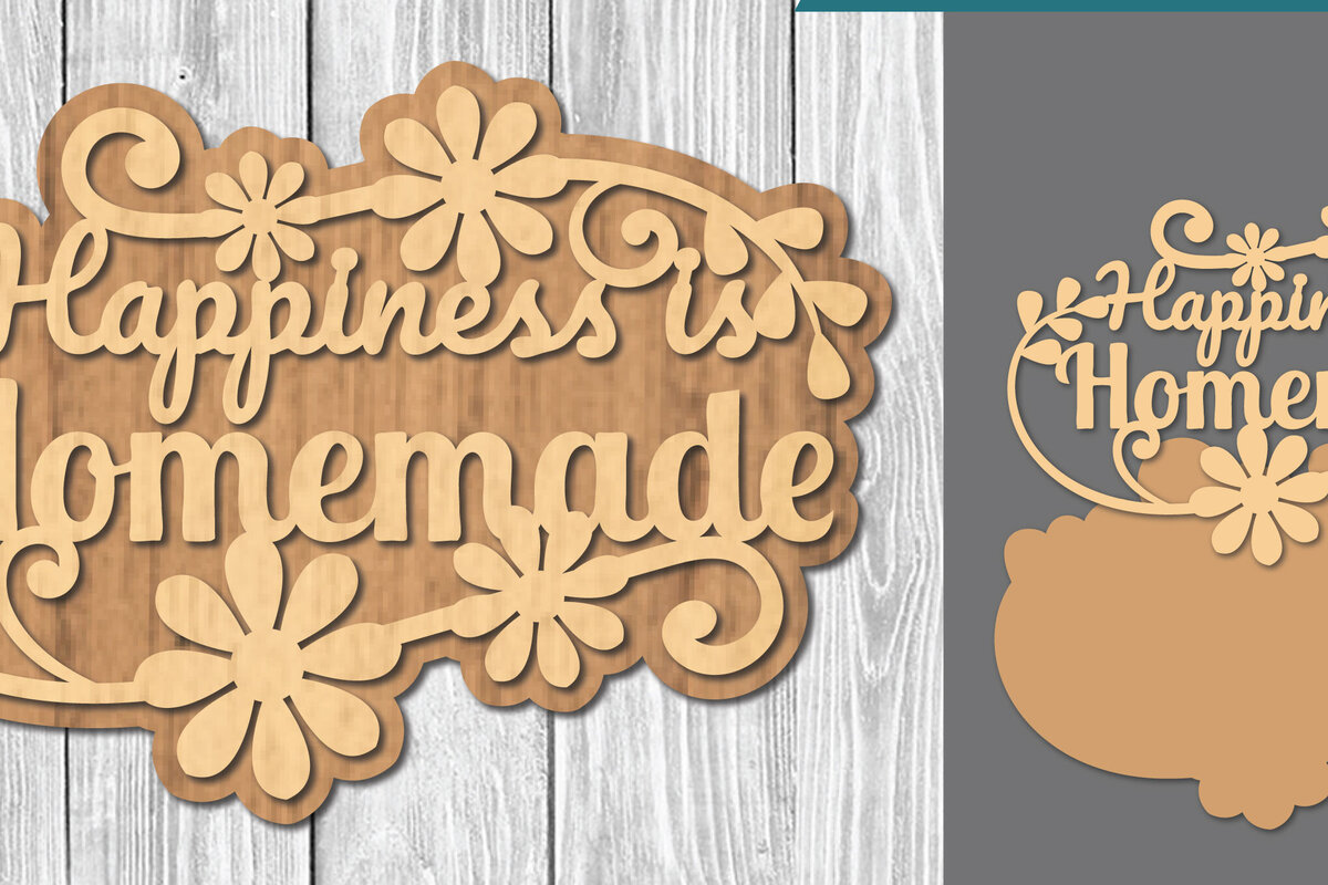 Σετ των 2 Intra απο ξύλο plywood 3mm-4mm πάχος - Οικογενειακά αποσπάσματα Σήμα κοπής λέιζερ  7 Δίασταση 20x20 cm INTRAFABR-106686521