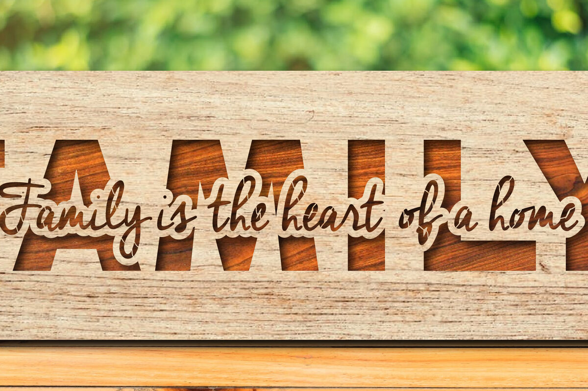 Intra απο ξύλο plywood 3mm-4mm πάχος - Family Sign Laser Cut 2 Layers 3D Δίασταση 30x20 cm INTRAFABR-23634909