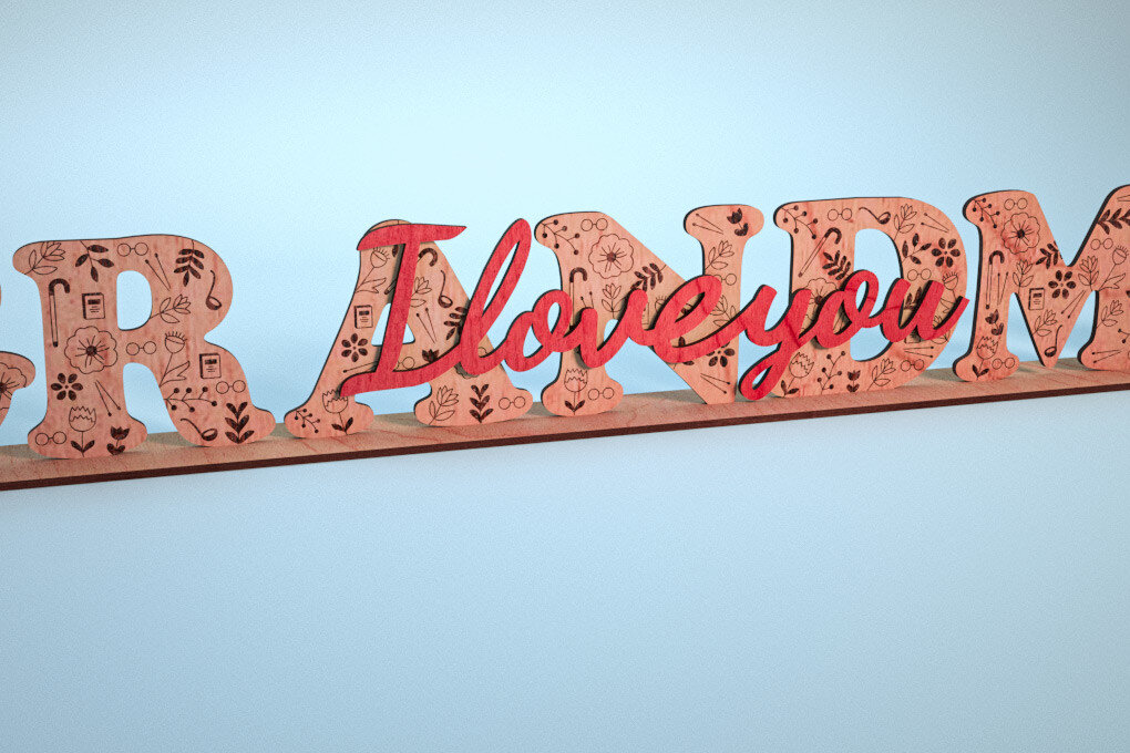 Intra απο ξύλο plywood 3mm-4mm πάχος - Family Stand Laser Cut  |Family Stand Δίασταση 30x20 cm INTRAFABR-63867488