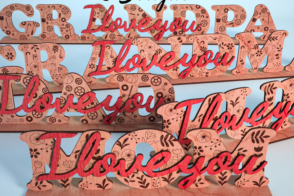 Intra απο ξύλο plywood 3mm-4mm πάχος - Family Stand Laser Cut  |Family Stand Δίασταση 30x20 cm INTRAFABR-63866912