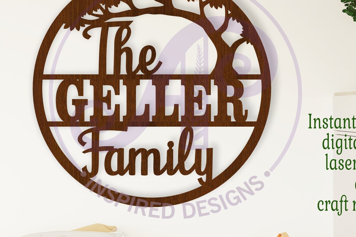 Intra απο ξύλο plywood 3mm-4mm πάχος - Οικογενειακό Σήμα επωνύμου με λέιζερ Tree  Δίασταση 30x20 cm INTRAFABR-111631916