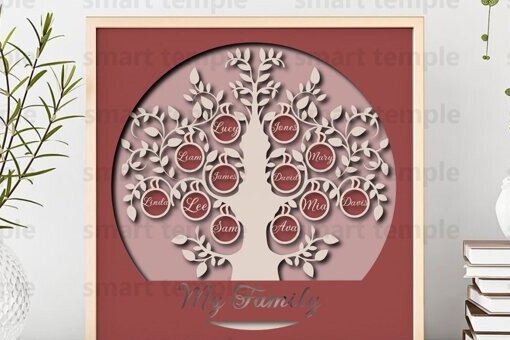 Intra απο ξύλο plywood 3mm-4mm πάχος - Family Tree 3d Light Box,Family Tree  Δίασταση 30x20 cm INTRAFABR-81179655